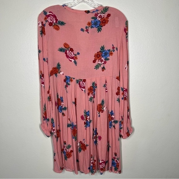 Matilda Jane Let’s Go Out Pink Floral Long Sleeve Flowy Dress Size Medium Rayon - Picture 8 of 8